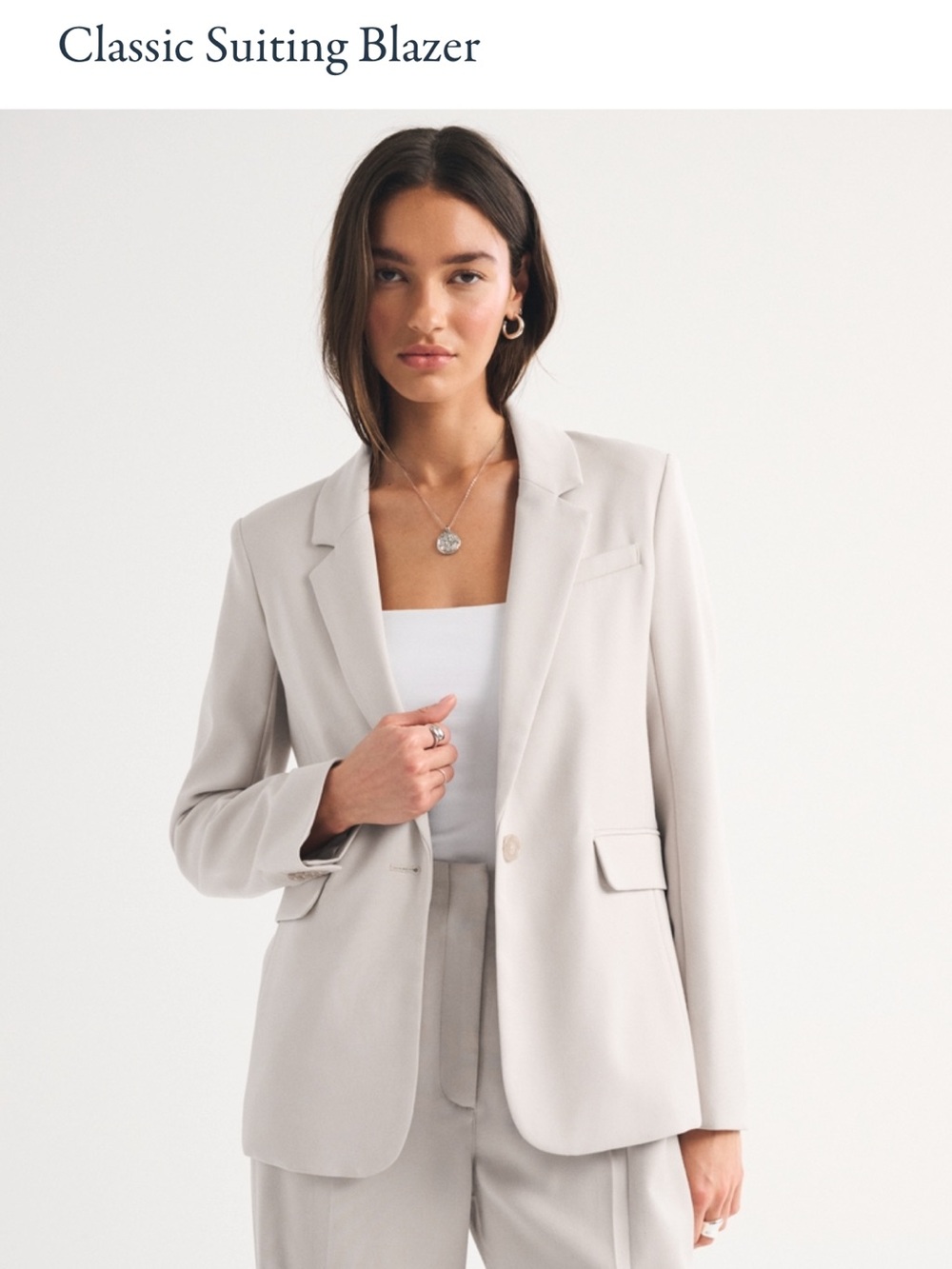 Abercrombie Classic Women's Suiting Blazer in Light Taupe Beige